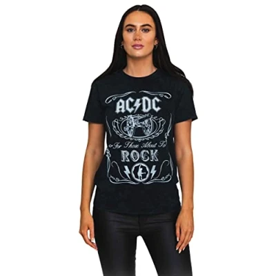Image of Paradiso Clothing Unisex AC/DC Cannon Swing DIP DYE Print Tshirt, Size: XL, Black