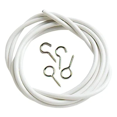 Image of Merriway BH03875 Plastic Coated Curtain Wire with 2 Each Hooks and Eyes, 240 cm (96 inch)