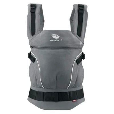 Image of manduca First Baby Carrier, Adjustable &amp; Versatile and Toddler Carrier (3.5 up to 20 kg), Front, Hip Back Carrying Sling, Made of Organic Cotton, Dark Grey