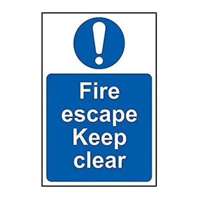 Image of Scan SCA0158 Self adhesive PVC sign Fire escape Keep clear 200 x 300mm