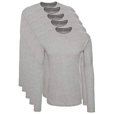 Image of Lower East Mens Le133 Long sleeved Shirt, Grey (Pack Of 5), XXL UK
