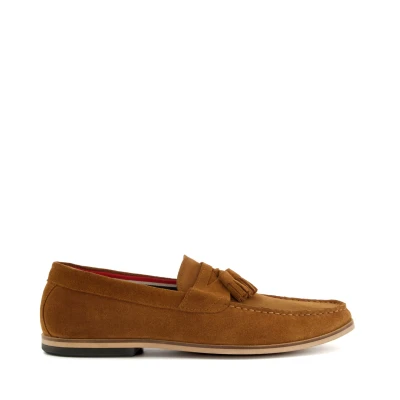 Image of Dune London Mens BLAISSE Tassel Trim Loafers Tan Suede Size UK 9