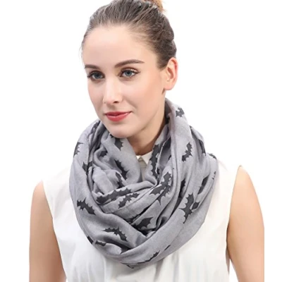 Image of Lina &amp; Lily Halloween Bats Print Lightweight Snood Scarf (Grey)