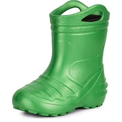 Image of Ladeheid Children&#039;s EVA Extra Light Wellington Boots Rainy Wellies Rain KL051 (EU 33 = UK 1, Emeraldgreen)