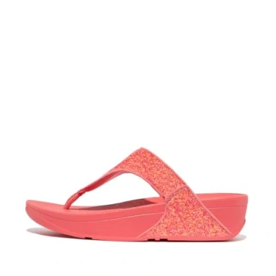 Image of Fitflop Women&#039;s LULU Glitter Toe Thongs Sandal, Rosy Coral, 7 UK