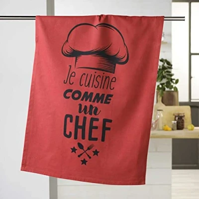 Image of Douceur d&#039;Intérieur Like a Chef Tea Towel, Red, 50 x 70 cm