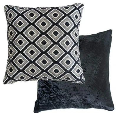 Image of Emma Barclay Pisa Geometric Jacquard Cushion Cover in Black 17x17 (43x43cm)