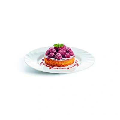 Image of Trianon White Opal Glass Dinner Set Dinnerware Tableware Plates Microwave Safe Dishwasher Dining Modern (6 Dessert Plates)