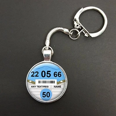 Image of Personalised Car Tax Disc Pendant On A Snake Keyring Ideal Birthday Gift N407