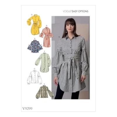 Image of Vogue Patterns 9299 E5 Misses Top and Belt, Tissue, Multi Colour, 15 x 0.5 22 cm