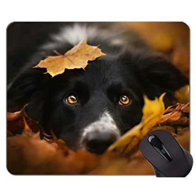 Image of Mouse Pads,Gaming mat,Leaf dog border collie Stitched Edges