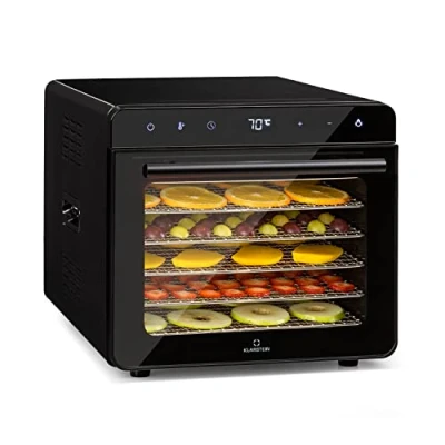 Image of Klarstein Food Dehydrator, Dryer for Vegetables, Herbs, and Meats, 700W Dry Fruit Dehydrator with 6 Metal Grid Trays, Beef Jerky Machine Oven, 24H Timer Function, Digital Touch Display
