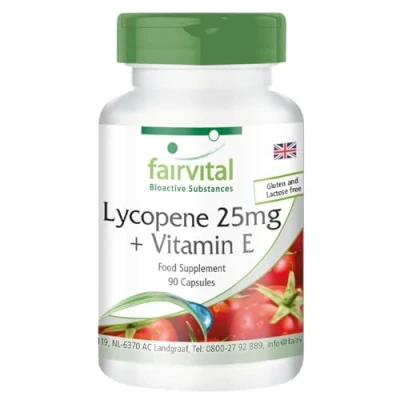 Image of Fairvital lycopene Capsules with Vitamin E 25mg Vegan 90 microencapsulated