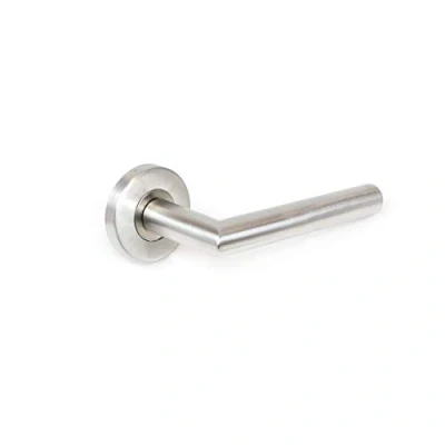 Image of Emuca Internal Door Handles, Set of Handles with D.53mm (2 inch) Rose, L R Model, Stainless Steel, Satin Nickel.