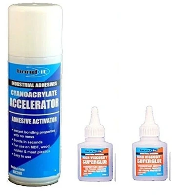 Image of ACTIVATOR 400ML CAN + HIGH VISCOSITY SUPERGLUE 100g MULTI BUY PACK CYANOACRYLATE ADHESIVES INSTANT BONDING PROPERTIES