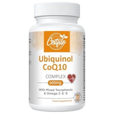 Image of Ubiquinol CoQ10 600mg Softgels Active Form of Plus Vitamin E &amp; Omega 3 6 9 Advanced Antioxidant Coenzyme Q10 Supplement for Heart Brain (60 Count, (Pack 1))