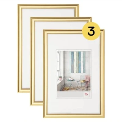 Image of walther Design Picture Frame Gold 30 x 40 cm 3 Pack, Trendstyle Plastic KP040G3