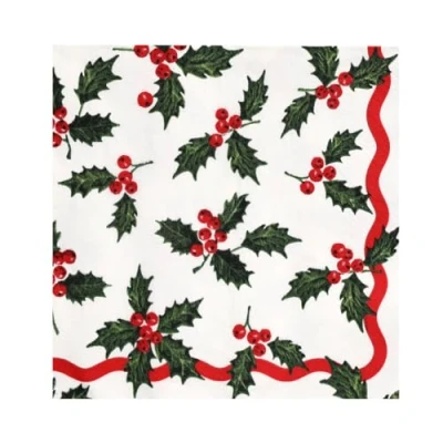 Image of Talking Tables 20 x Recyclable Christmas Paper Napkins, Enchanting Holly White Themed Xmas Disposable Serviettes, Year Around Use, Decoupage, Catering, Patterned Napkin