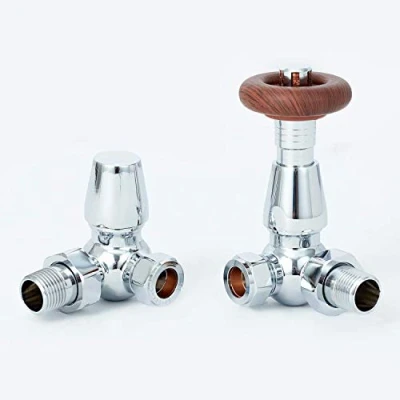 Image of Greened House Oxford Chrome Traditional Corner Thermostatic Radiator Valve TRV Column