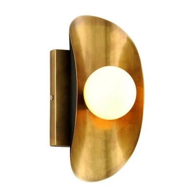 Image of Hopper 1 Light Wall Sconce Vintage Brass Bronze Accents, Glass