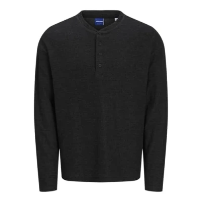 Image of JACK &amp; JONES Men&#039;s Joraustin Henley Ls C.N Styd Aw24, Black Mix, L