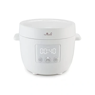 Image of Yum Asia Tsuki Mini Rice Cooker with Shinsei Ceramic Bowl (2.5 cups, 0.45 litre) 5 Cooking Functions, 2 Multicooker Hidden LED Display, 220 240V UK (Pebble White)