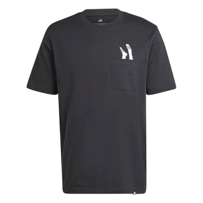 Image of adidas Men&#039;s Lounge Slides Graphic Pocket T Shirt, Black, XS