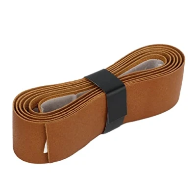 Image of SUNGOOYUE Leather Tennis Racket Grip Tape with Sweat Absorption, Overgrip Replacement for Accurate Control (Brown)