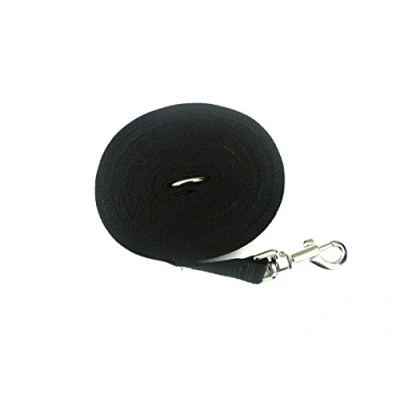 Image of 15ft 4.5m Long Dog Training Lead Obedience Recall Tracking Leash Large 25mm Webbing In Black