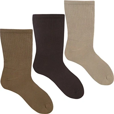 Image of Men&#039;s Extra Wide Comfort Fit Diabetic Travel Socks (3 Pair Pack) (Brown Mix)