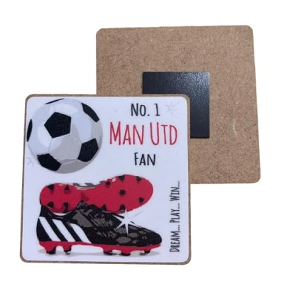 Image of Manchester United Man Utd Red Devils Football Club FC Happy Fan FRIDGE MAGNET by WHITE COTTON CARDS (M FN4)