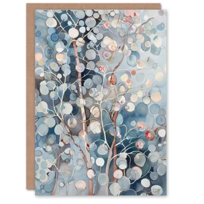Image of Artery8 Greeting Card Abstract Bubble Forest Trees Watercolour Painting Blank For Him Or Her Art Birthday