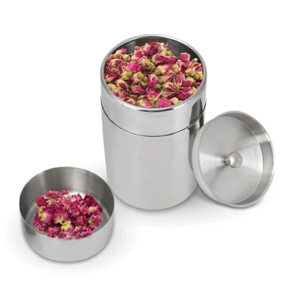 Image of 400ml/550ml Tea Tin for Loose Tea, Stainless Steel Coffee Storage Container Kitchen Canisters(400ML)