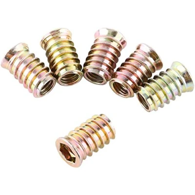 Image of 20pcs Drive Insert Nuts, Threaded Inserts, Hex Head Nut Carbon Steel Socket for Wood Furniture