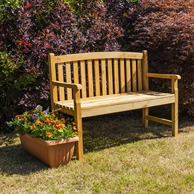 Image of Woodside Outdoor Wooden 2 Seater Bench Garden Patio Furniture