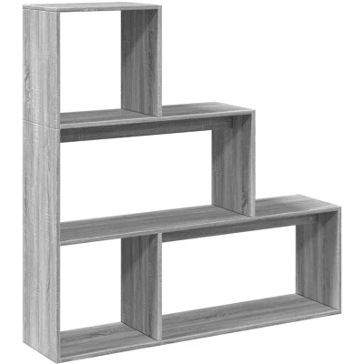 Image of vidaXL Room Divider Bookcase Bookshelf, 3 Tier, Grey Sonoma, Engineered Wood, 123 x 29 cm, Modern Freestanding Shelf for Home &amp; Office