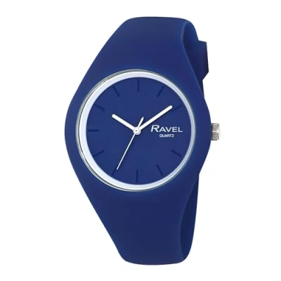 Image of Ravel Unisex Slim Comfort Fit Contrast Silicon Strap Watch Analogue Quartz R1804.16 Blue/White