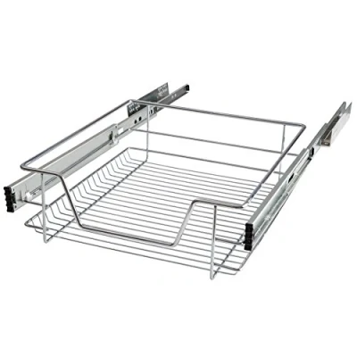 Image of tectake 800306 Kitchen Wire Drawer Baskets Pull Out Bedroom Storage Cabinets Different Sizes and Quantities (1x for 50cm No. 402016)