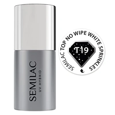 Image of Semilac T19 Top No Wipe White Sprinkles 7 ml