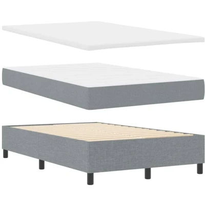 Image of vidaXL Box Spring Bed with Mattress &amp; Bench Light Grey 120x200 cm Fabric
