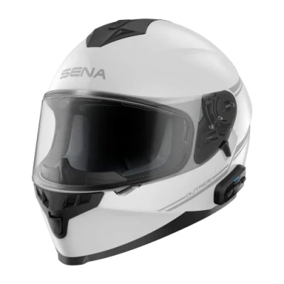 Image of Sena OutRide ECE Full Face Motorcycle Helmet with Integrated Bluetooth Intercom and Smartphone Connectivity (Gloss White, M)