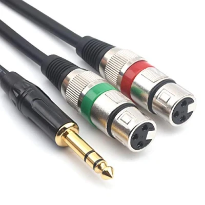 Image of SiYear 10FT 6.35mm (1/4inch) TRS Male Plug to Dual XLR Female Microphone Stereo Unbalanced Audio Converter Adapter Y Splitte Cable Cord （3M