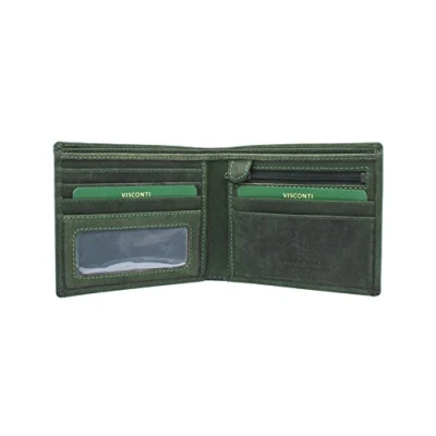 Image of VISCONTI Hunter Oiled Leather Shield Wallet 707 Oil Green RFID