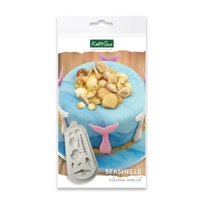 Image of Katy Sue Seashells Silicone Mould for Cake Decorating &amp; Crafts Makes 10 Shells (Scallop, Cockle, Nutmeg, Auger Dove) Each in Two Sizes.