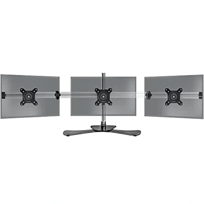 Image of Duronic Triple Monitor Arm Stand Desk Mount DM753 Freestanding PC Screen Riser Silver For 3 8kg Display 15 24 Inch VESA 75 100 21 22 Inches