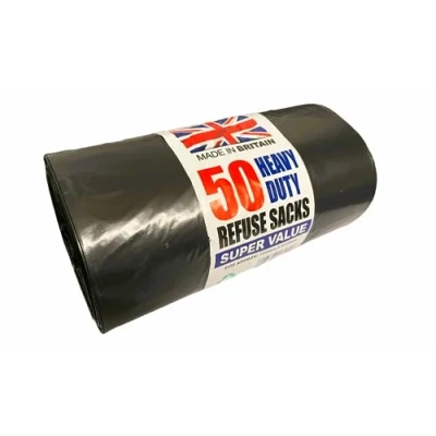 Image of AMD Nexus 50 Black Plastic Bin Bags Liners, Refuse Sacks Pack of X 1 Heavy Duty Waste Dustbin roll 100L for Kitchen Office DIY Garden