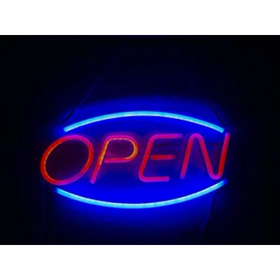 Image of Open Neon Sign, Hanging LED Night Light Shop Signs USB for Bar, Hotel, Coffee, Restaurant (Open)