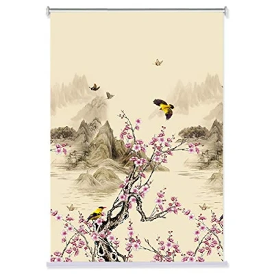 Image of Floral &amp; Birds Patterned Blackout Window Roller Shades/Blind 60cm/ 80cm/ 100cm/ 120cm/140cm Wide (Size : 80x100cm)