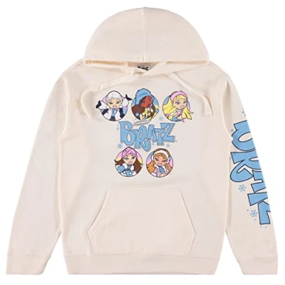 Image of Bratz Ladies Dolls Hoodie Sweatshirt Yasmin, Cloe, Jade, and Sasha 1990&#039;s Vintage Throwback Sweatshirt, Ivory, Medium