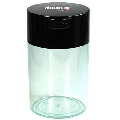 Image of Tightvac 1 oz to 6 ounce Airtight Multi Use Vacuum Seal Portable Storage Container for Dry Goods, Food, and Herbs Black Cap &amp; Clear Body